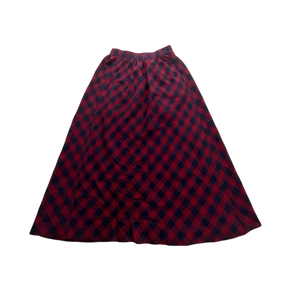 Prophecy Skirt Womens 28x31 Red Black Buffalo Check Wool Vintage Dark Academia